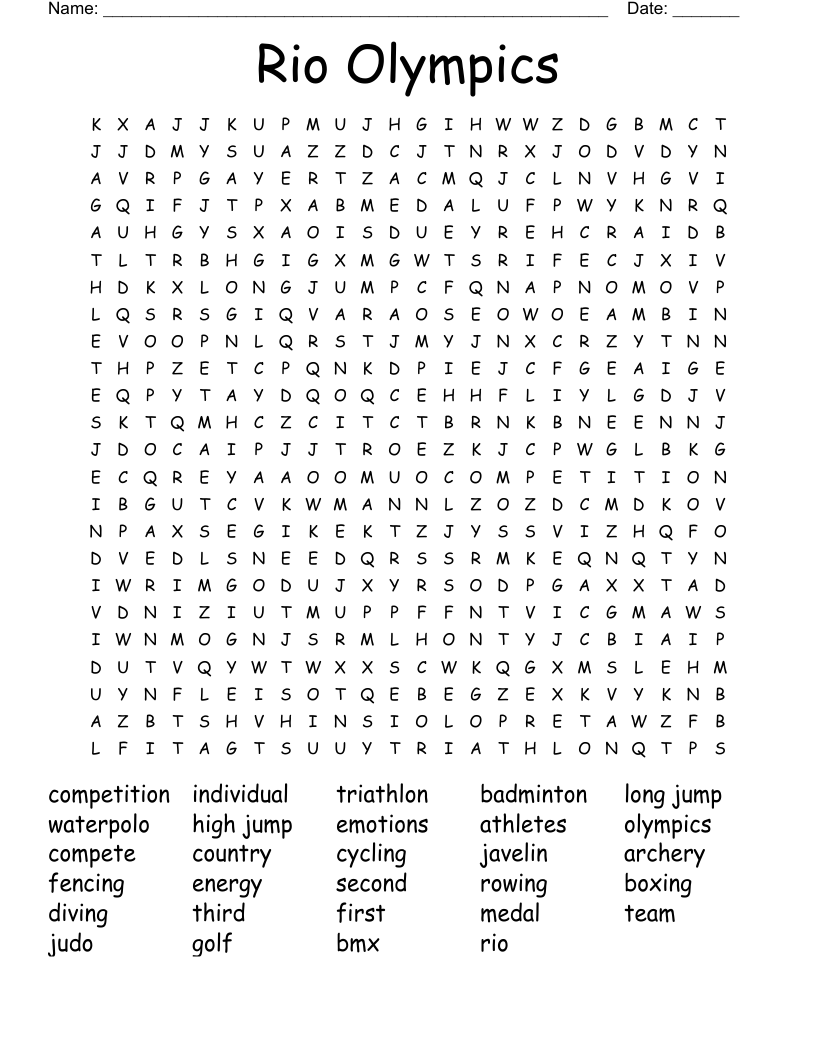 Rio Olympics Word Search