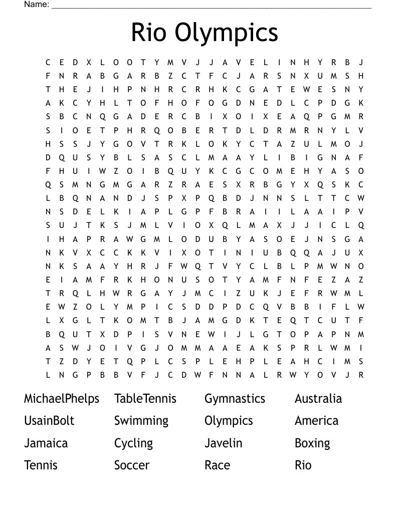 Rio Olympics Word Search