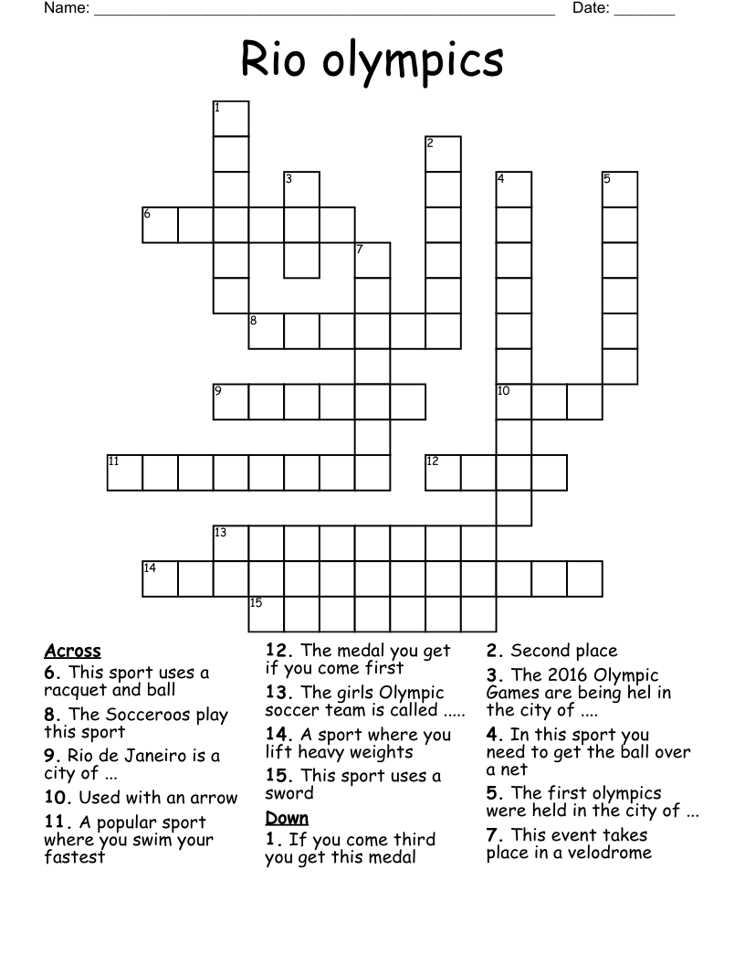 Rio olympics Crossword