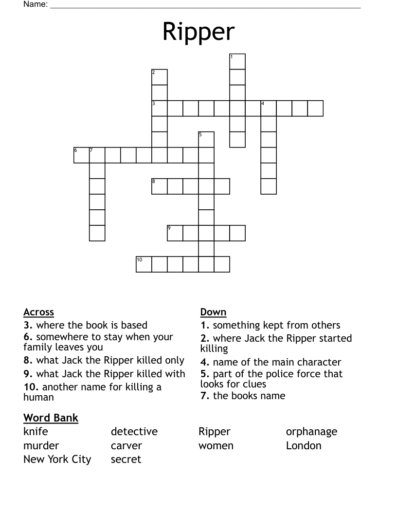 Ripper Crossword