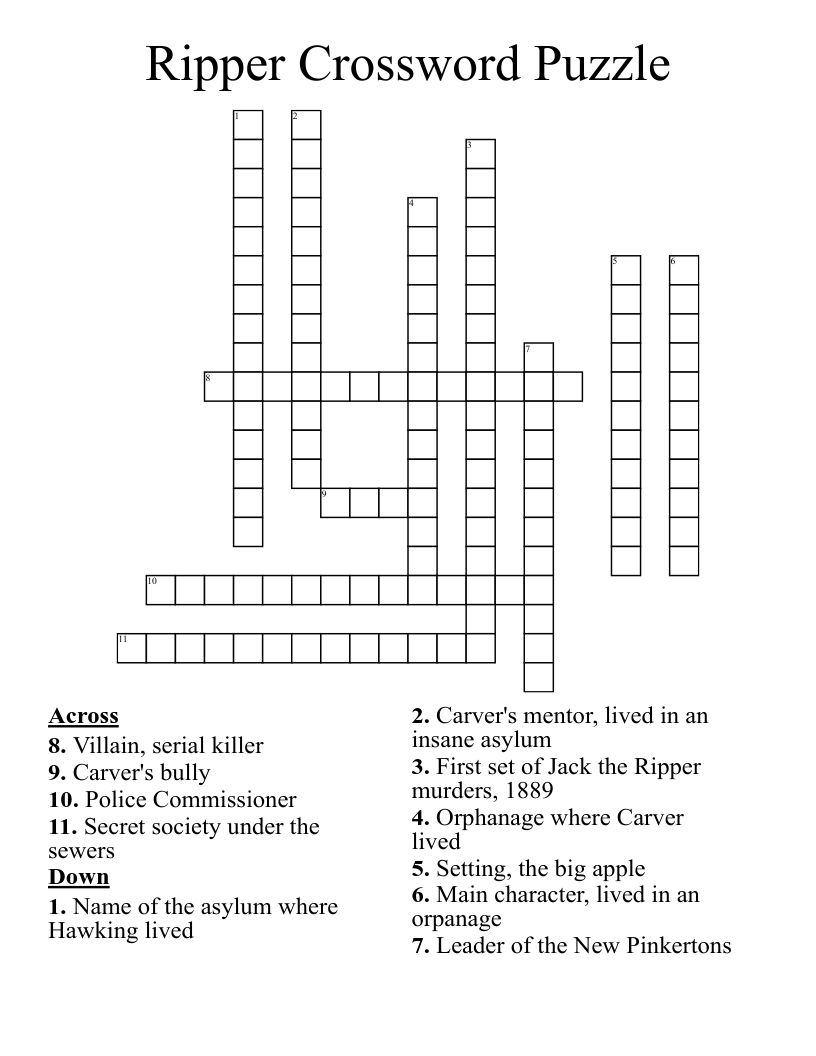 Ripper Crossword Puzzle