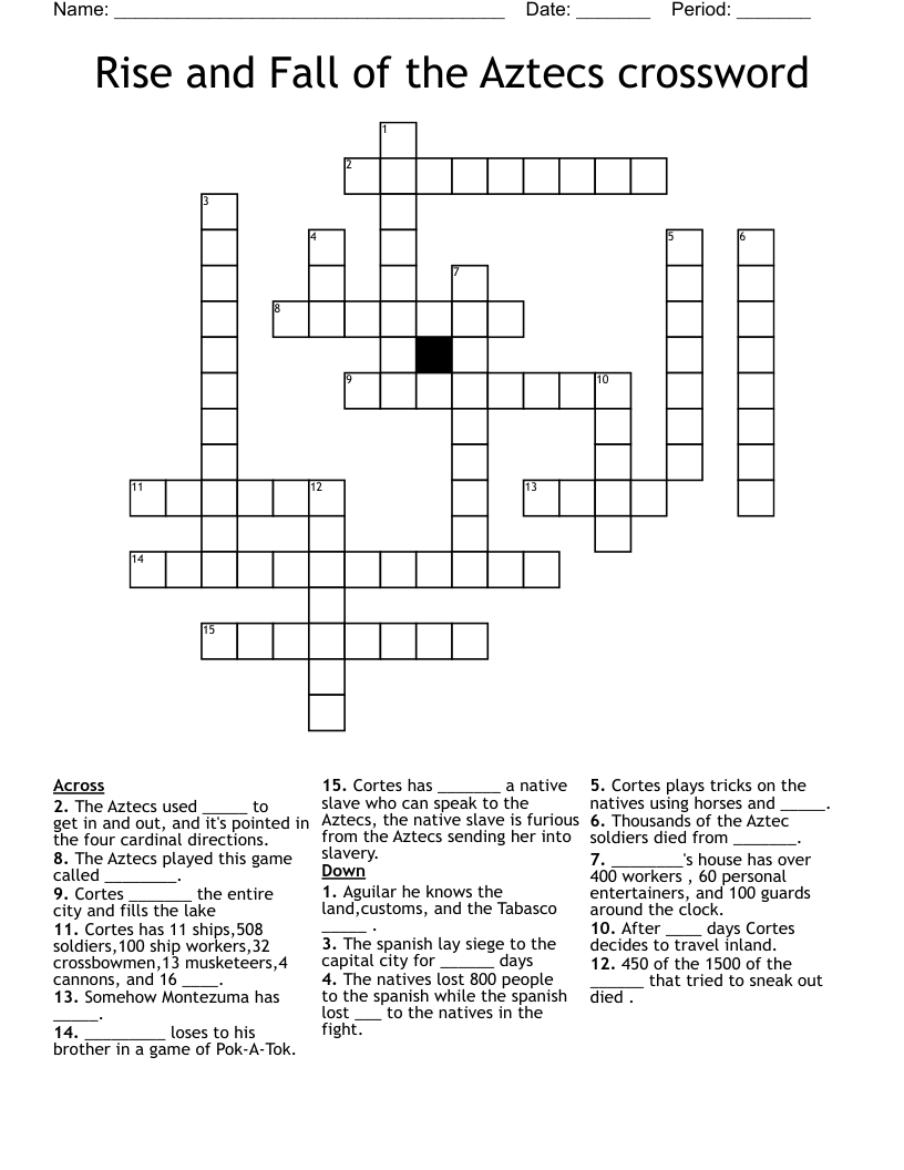 Rise and Fall of the Aztecs crossword