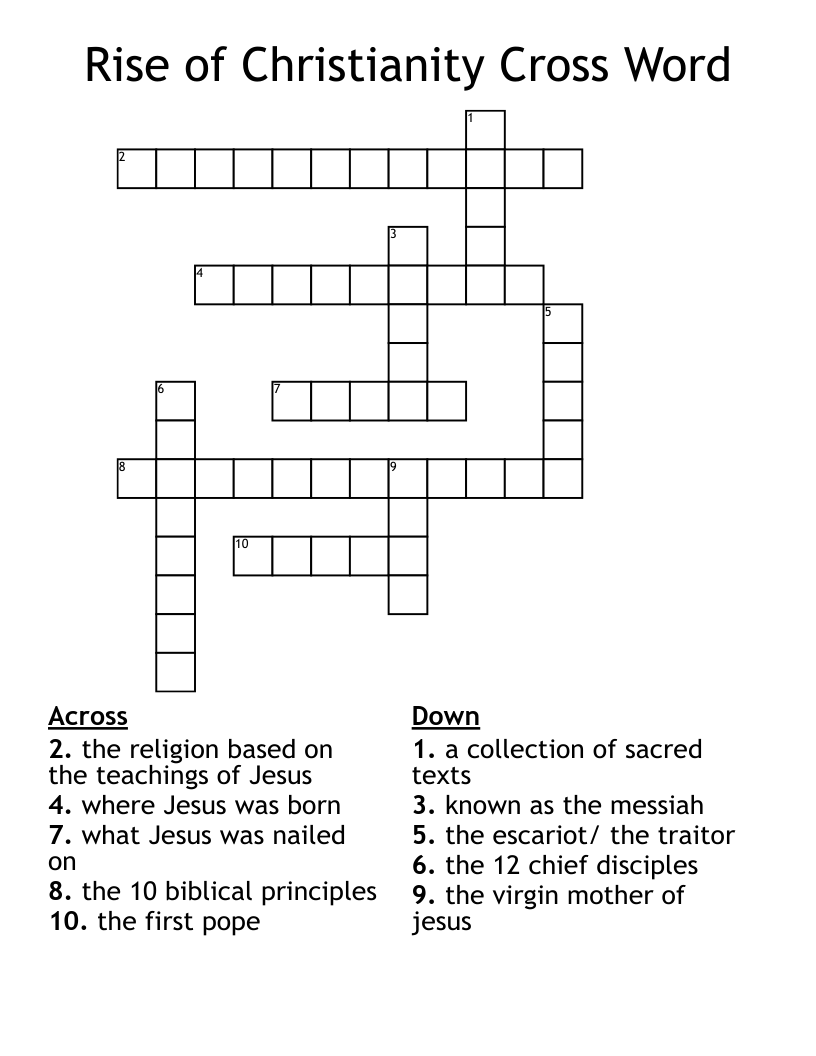 Rise of Christianity Cross Word
