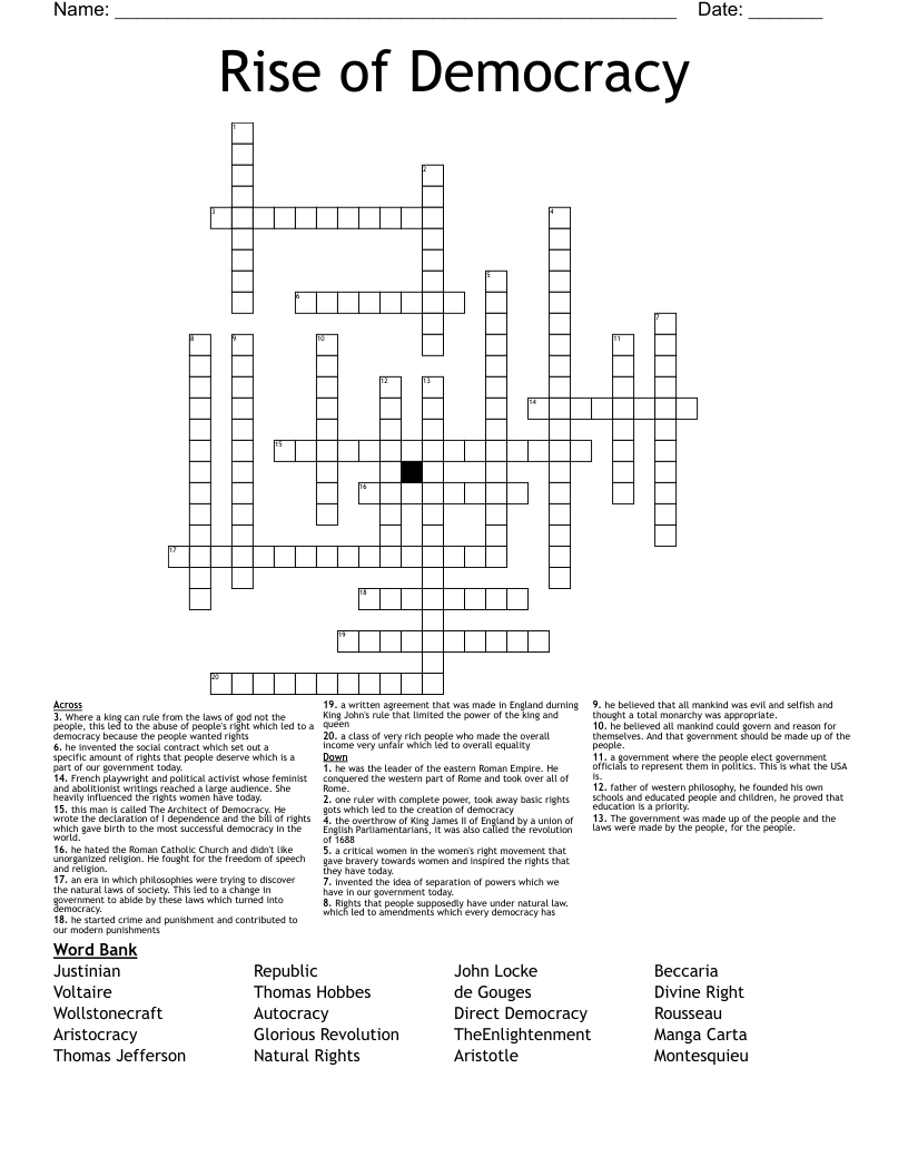 Rise of Democracy Crossword