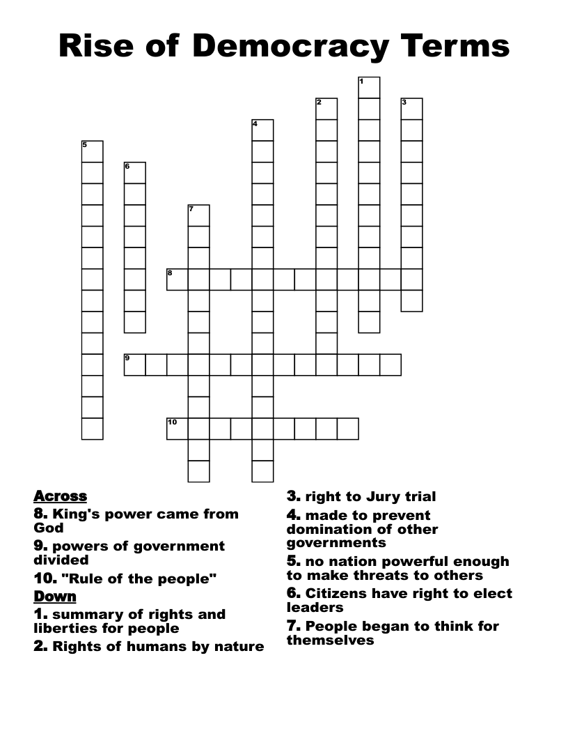 Rise of Democracy Terms Crossword