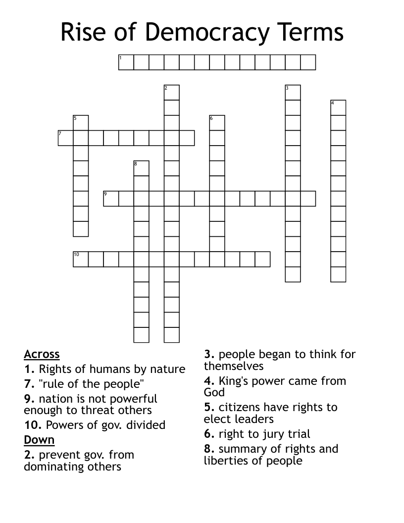 Rise of Democracy Terms Crossword