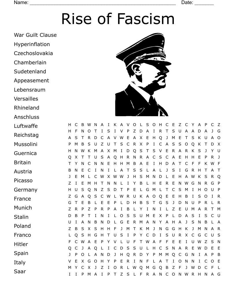 Rise of Fascism Word Search