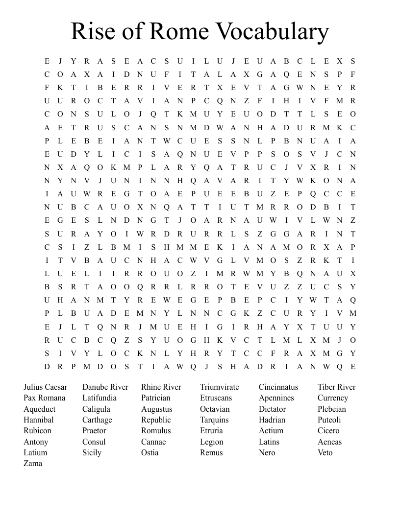 Rise of Rome Vocabulary Word Search