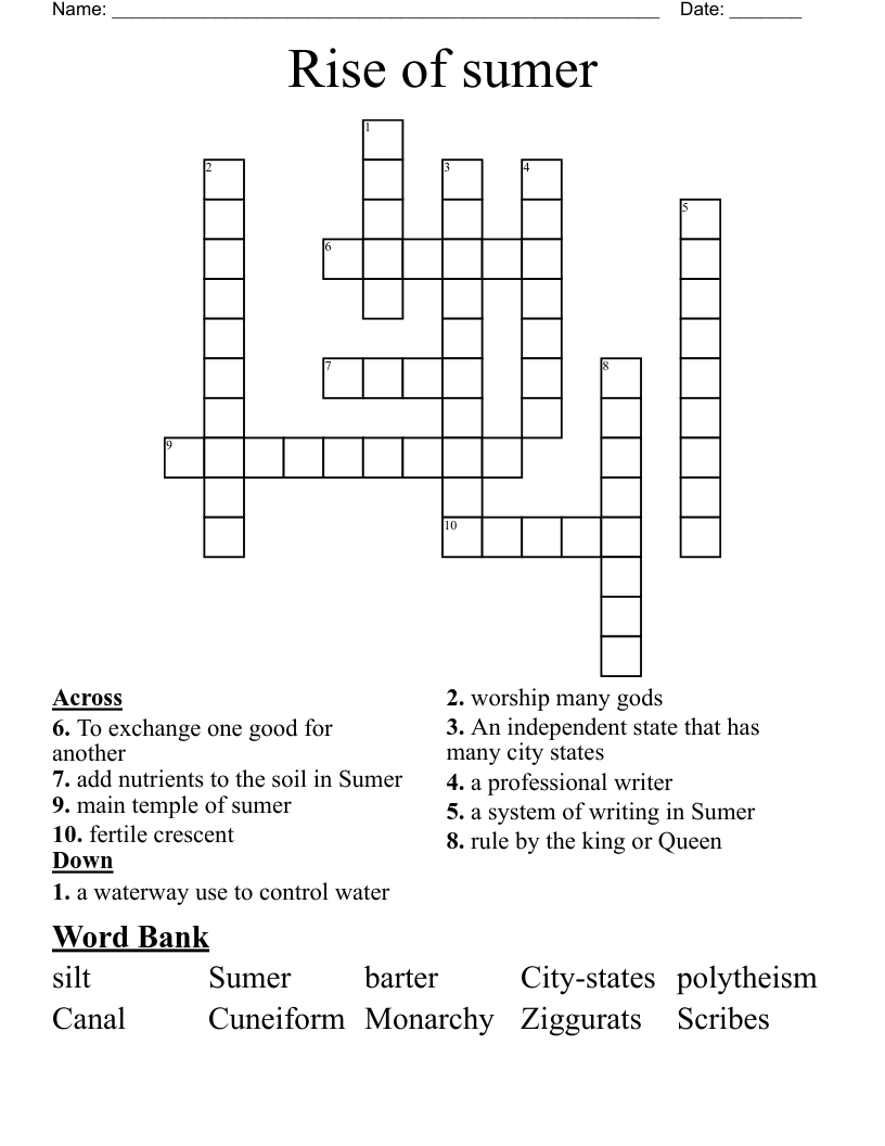 Rise of sumer Crossword