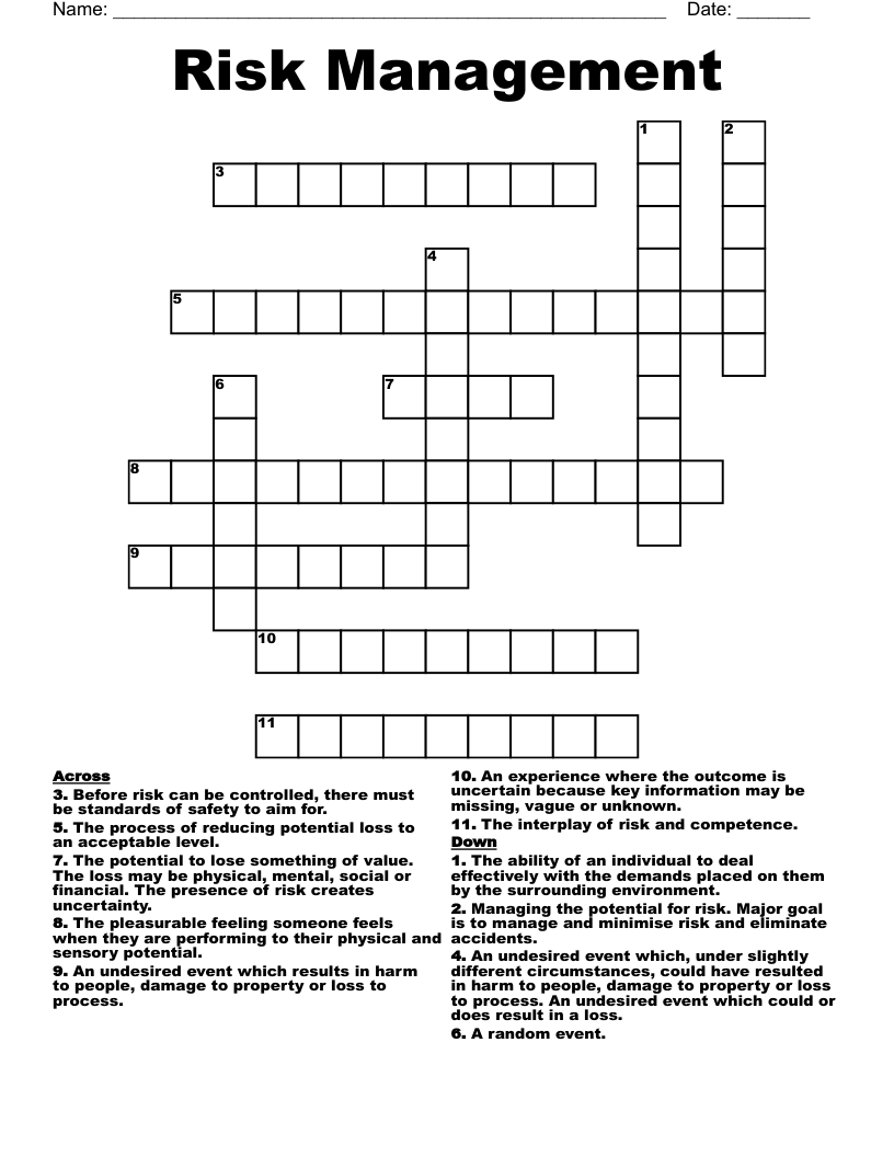 Risk Management Crossword