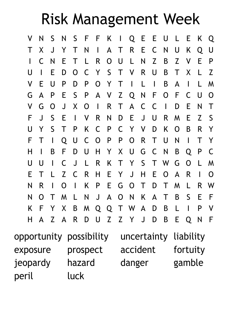 Risk Management Week Word Search