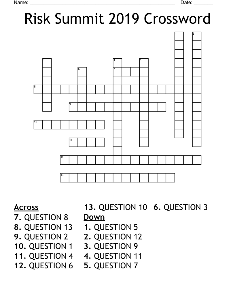 Risk Summit 2019 Crossword