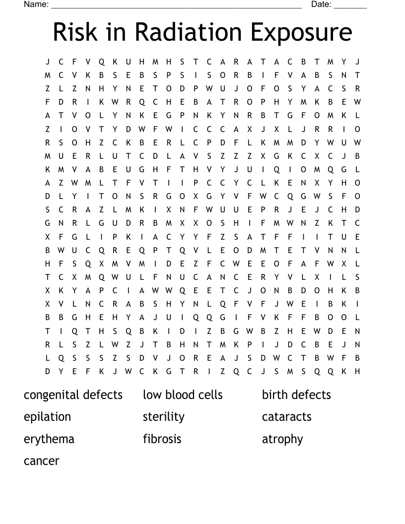 Risk in Radiation Exposure   Word Search
