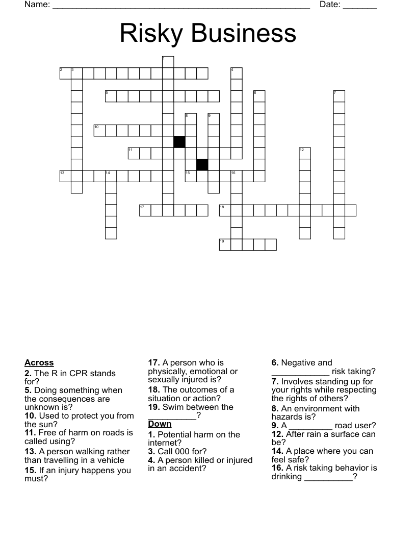 Risky Business Crossword