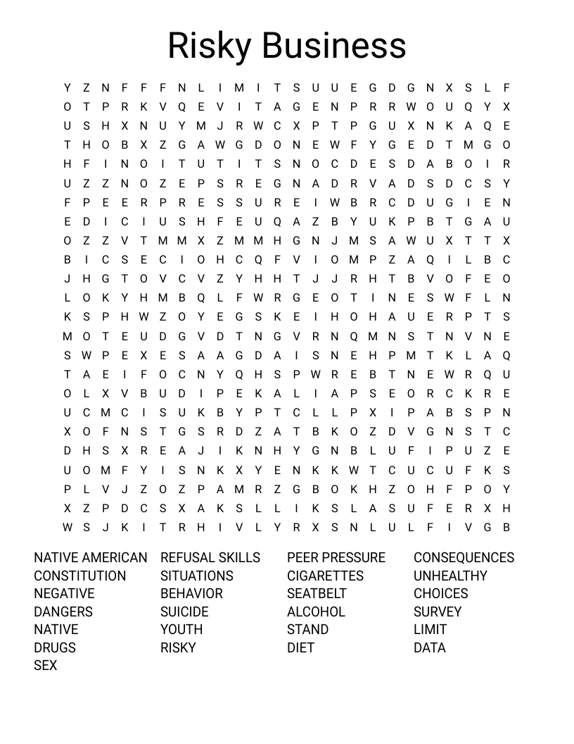 Risky Business Word Search