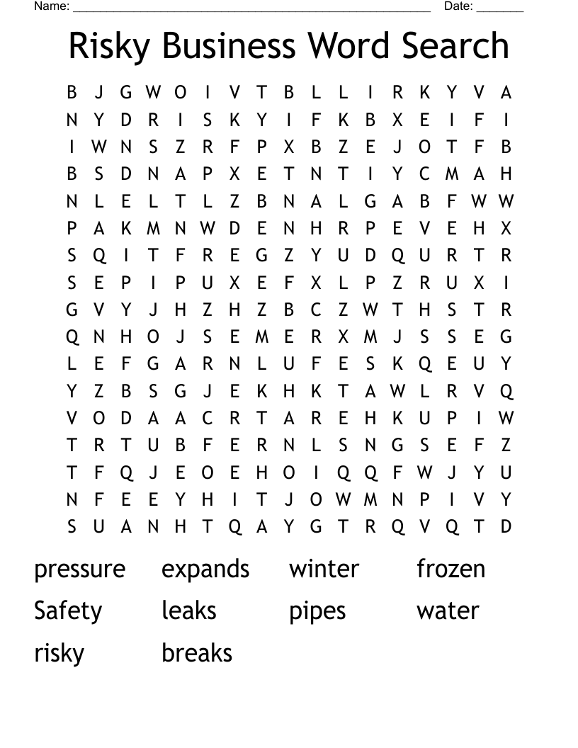 Risky Business Word Search