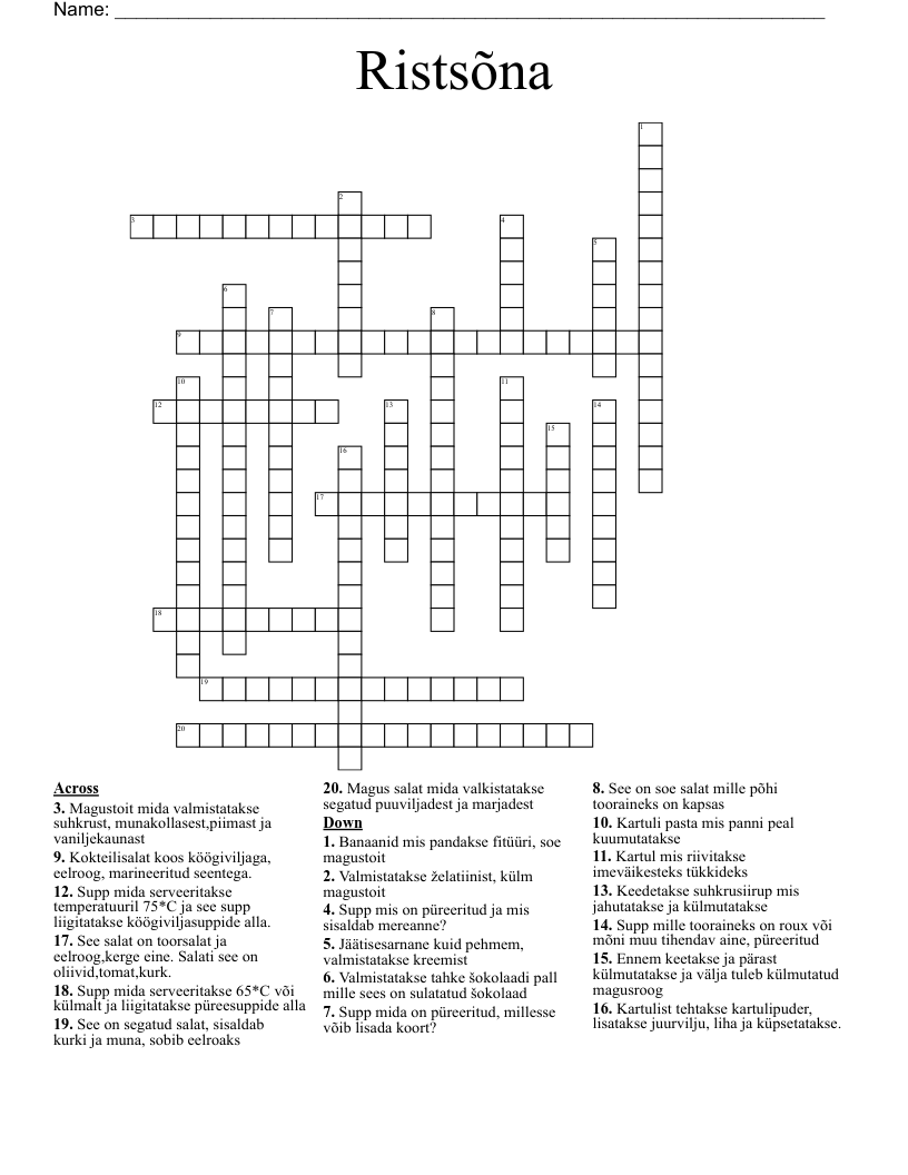Ristsõna Crossword