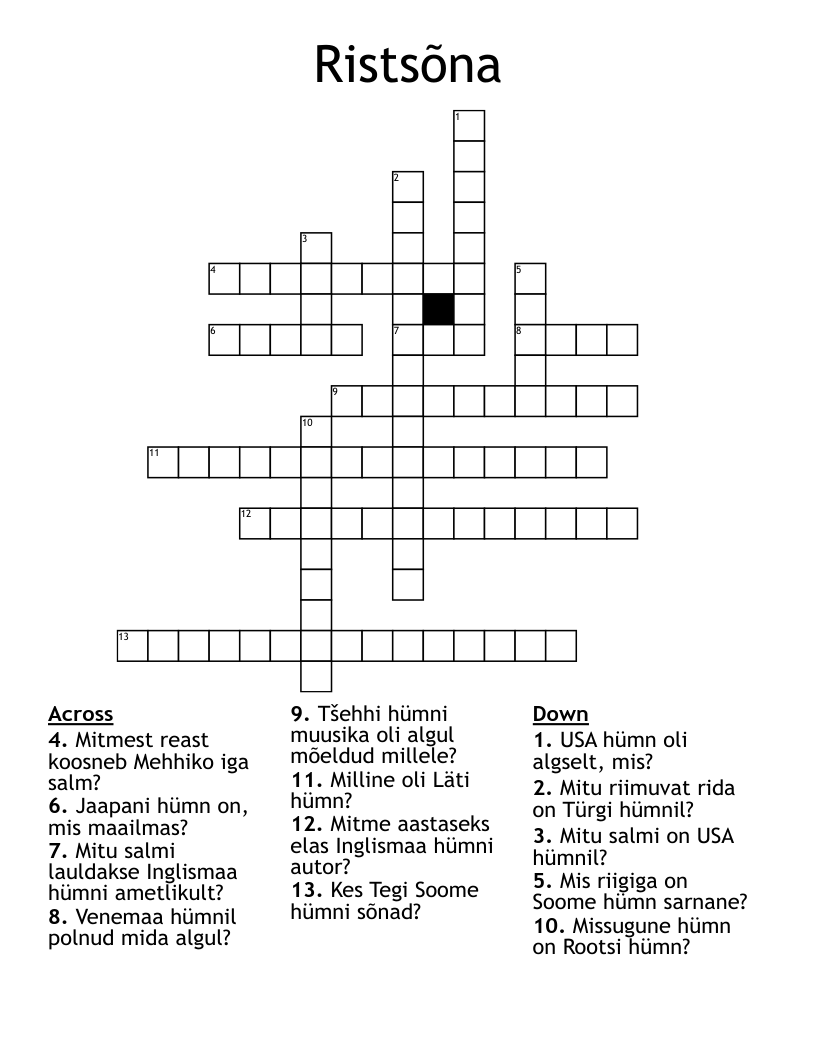 Ristsõna Crossword