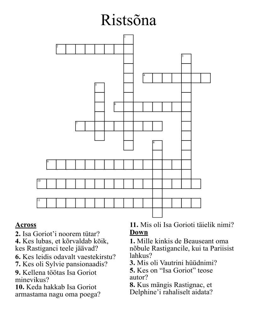 Ristsõna Crossword