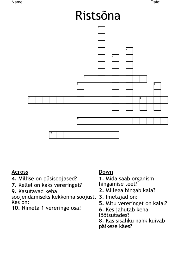 Ristsõna Crossword