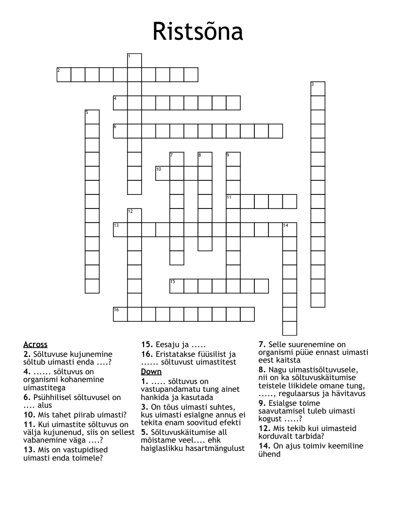 Ristsõna Crossword