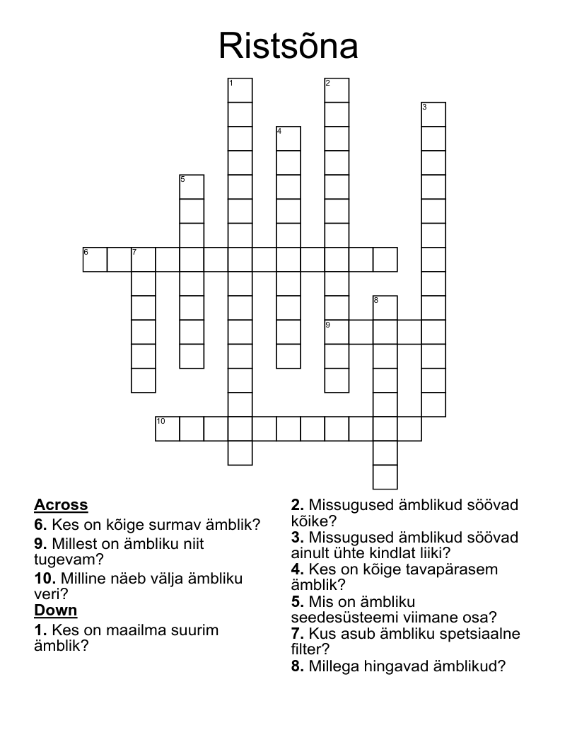 Ristsõna Crossword