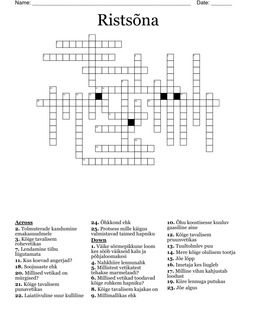 Ristsõna Crossword