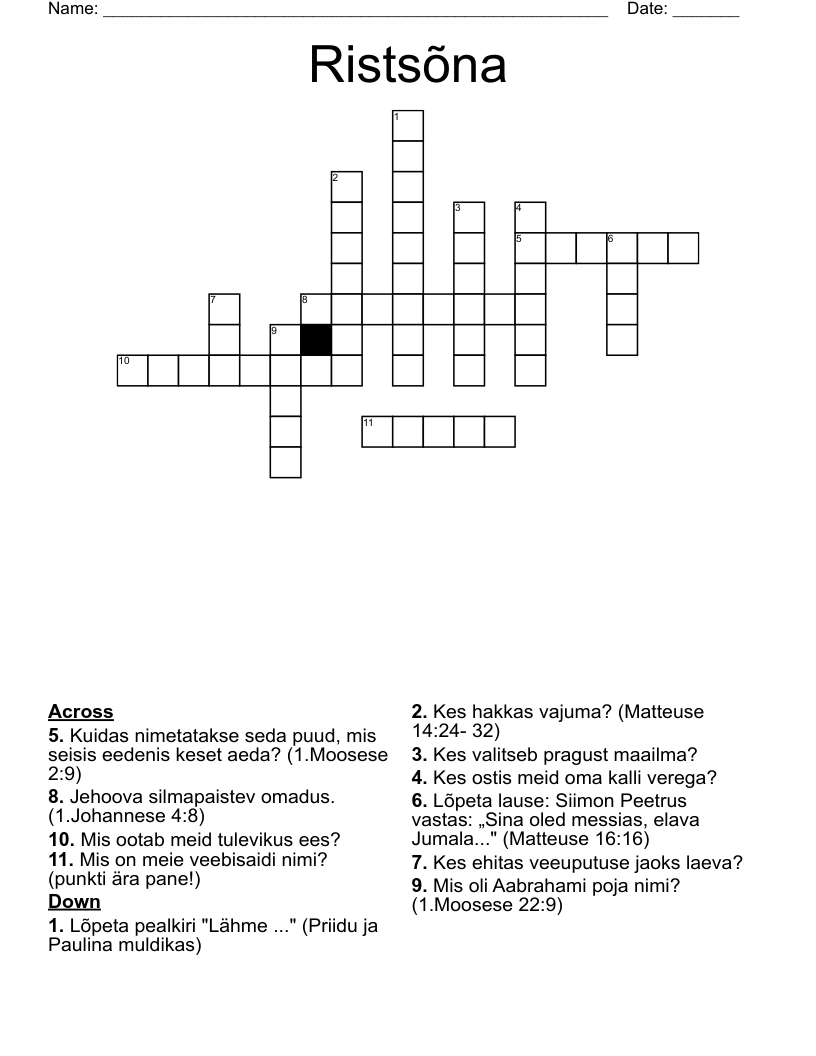 Ristsõna Crossword