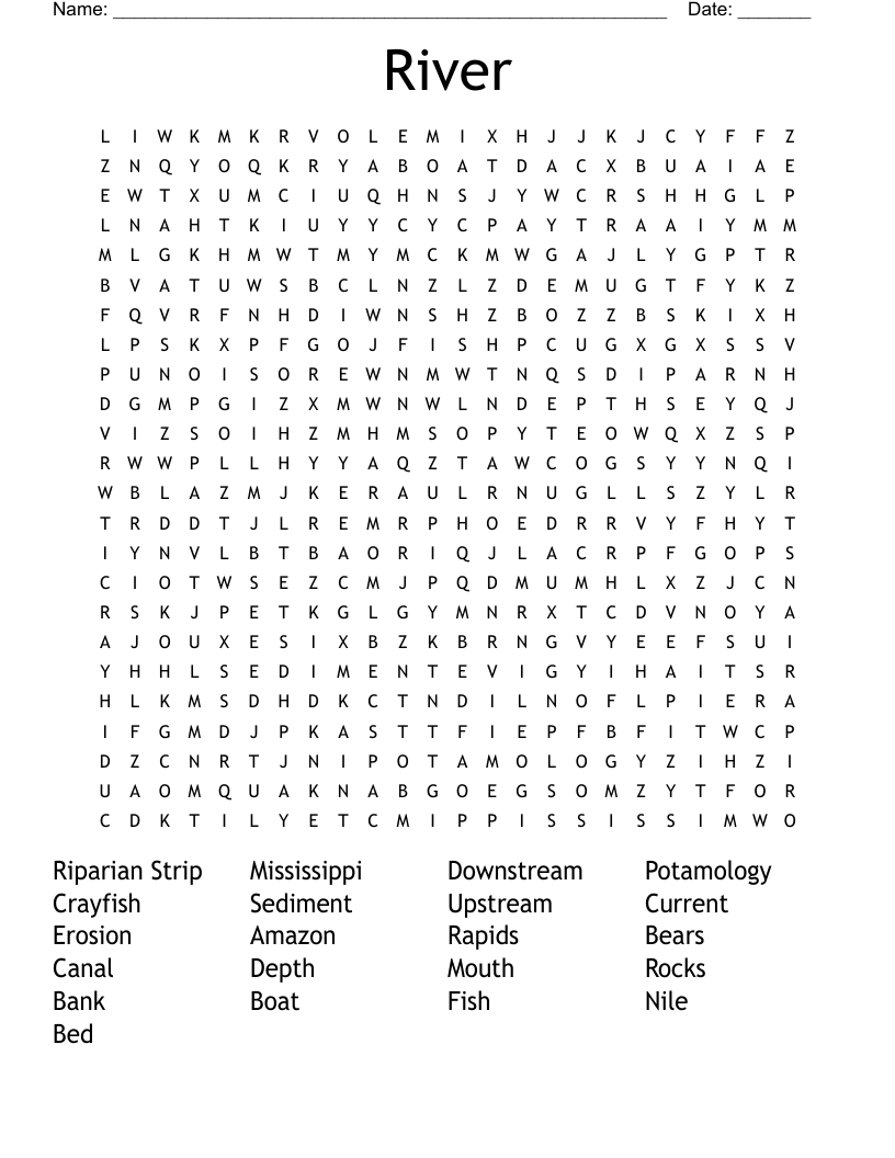 River Word Search
