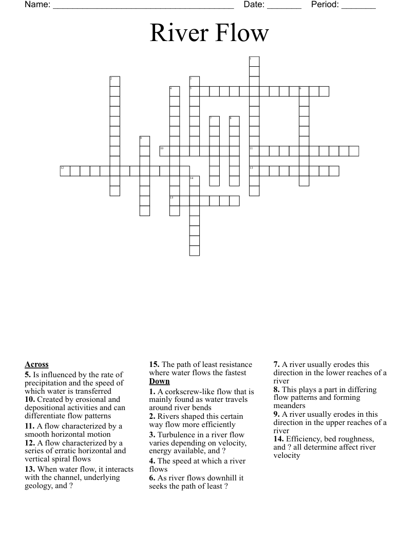 River Flow Crossword