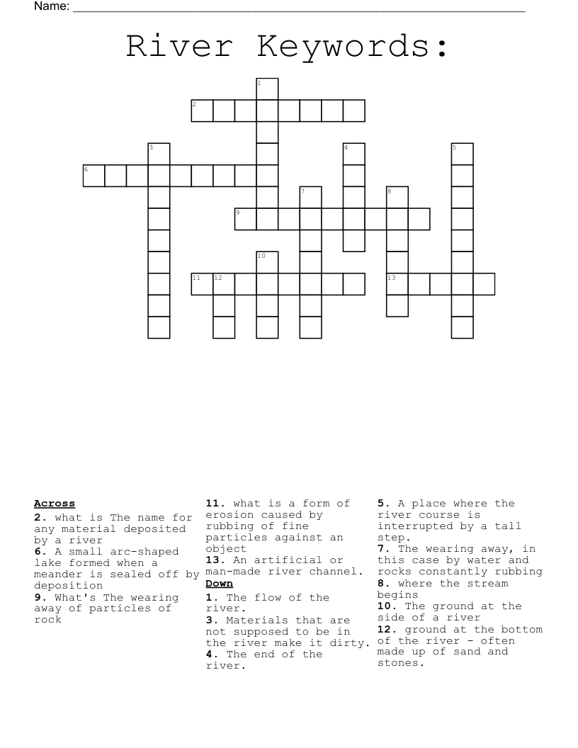 River Keywords: Crossword