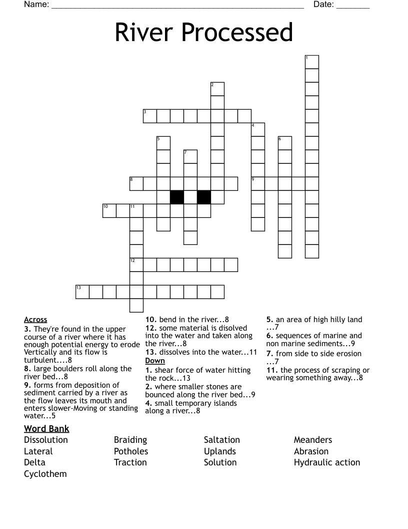 River Processed  Crossword