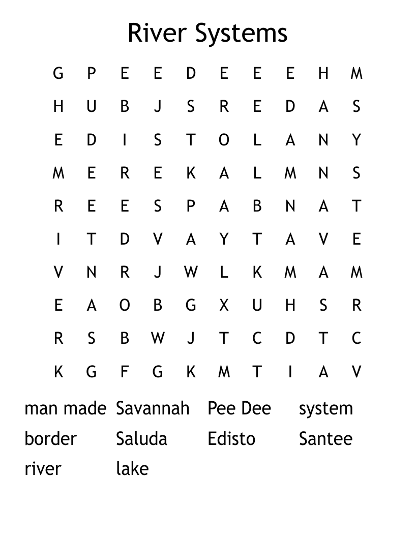 River Systems Word Search