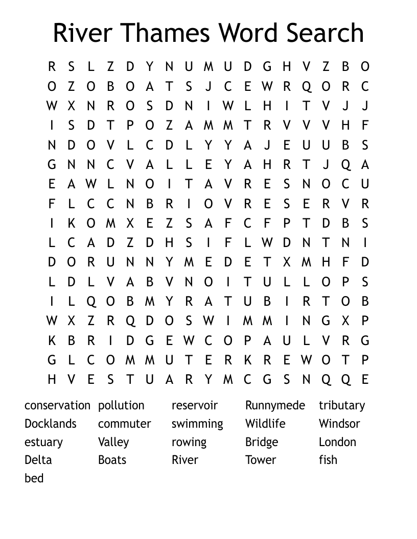 River Thames Word Search