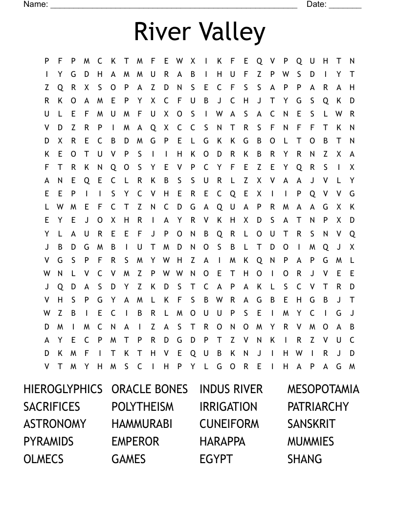 River Valley Word Search