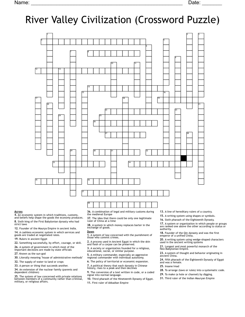 River Valley Civilization (Crossword Puzzle)