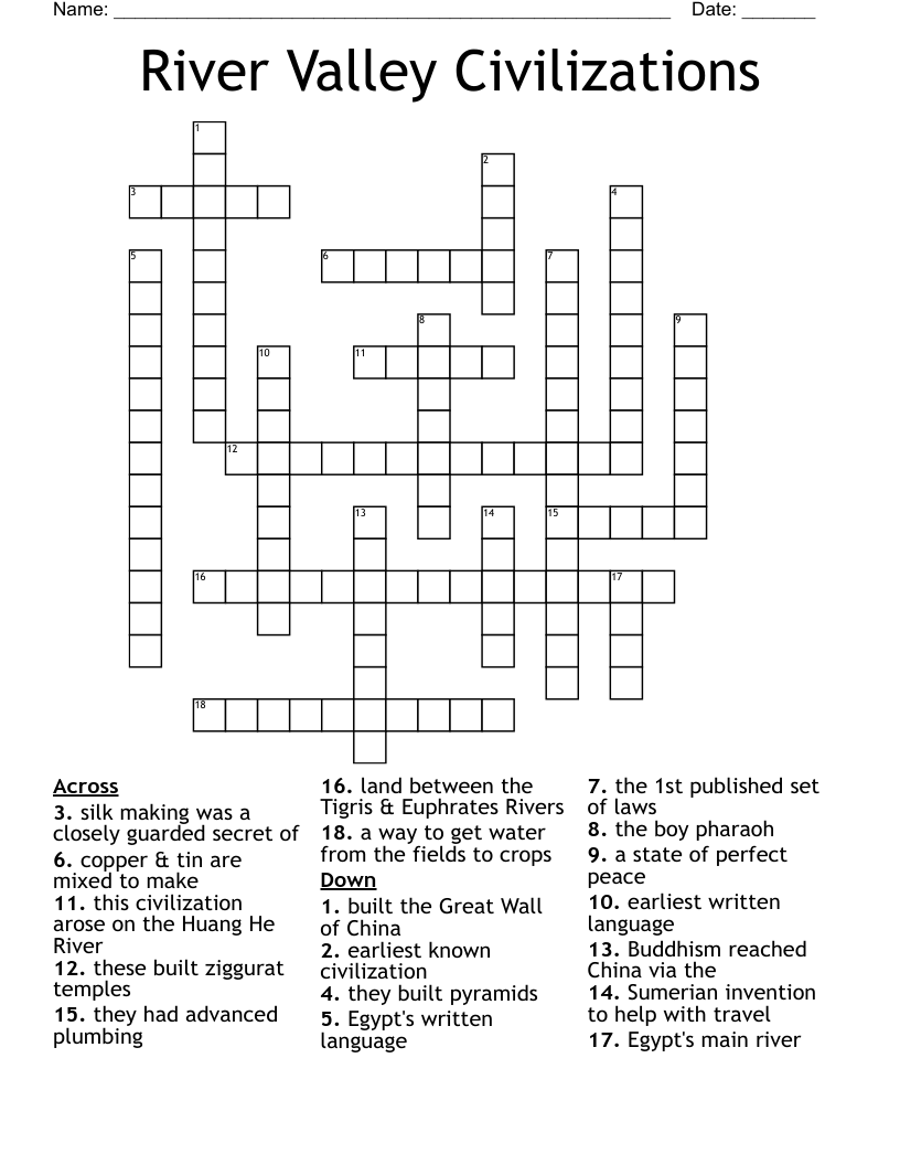 River Valley Civilizations Crossword