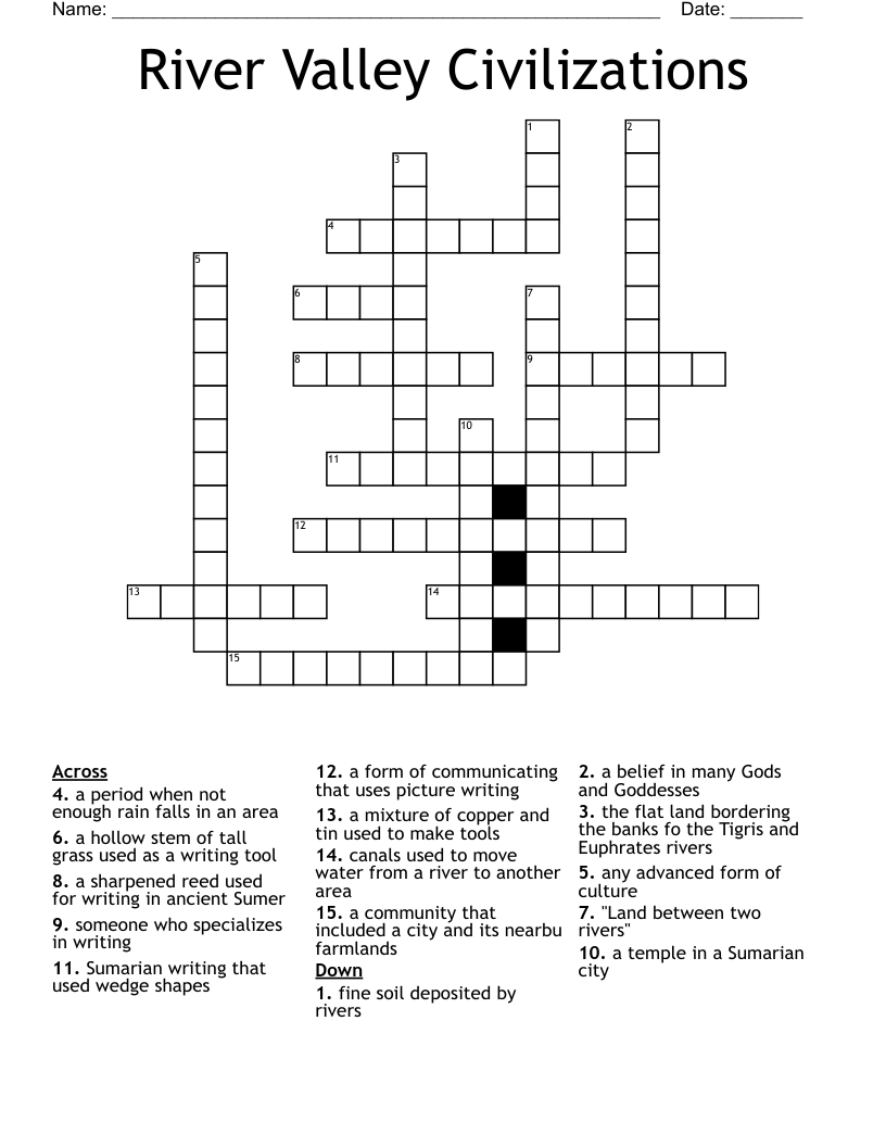 River Valley Civilizations Crossword