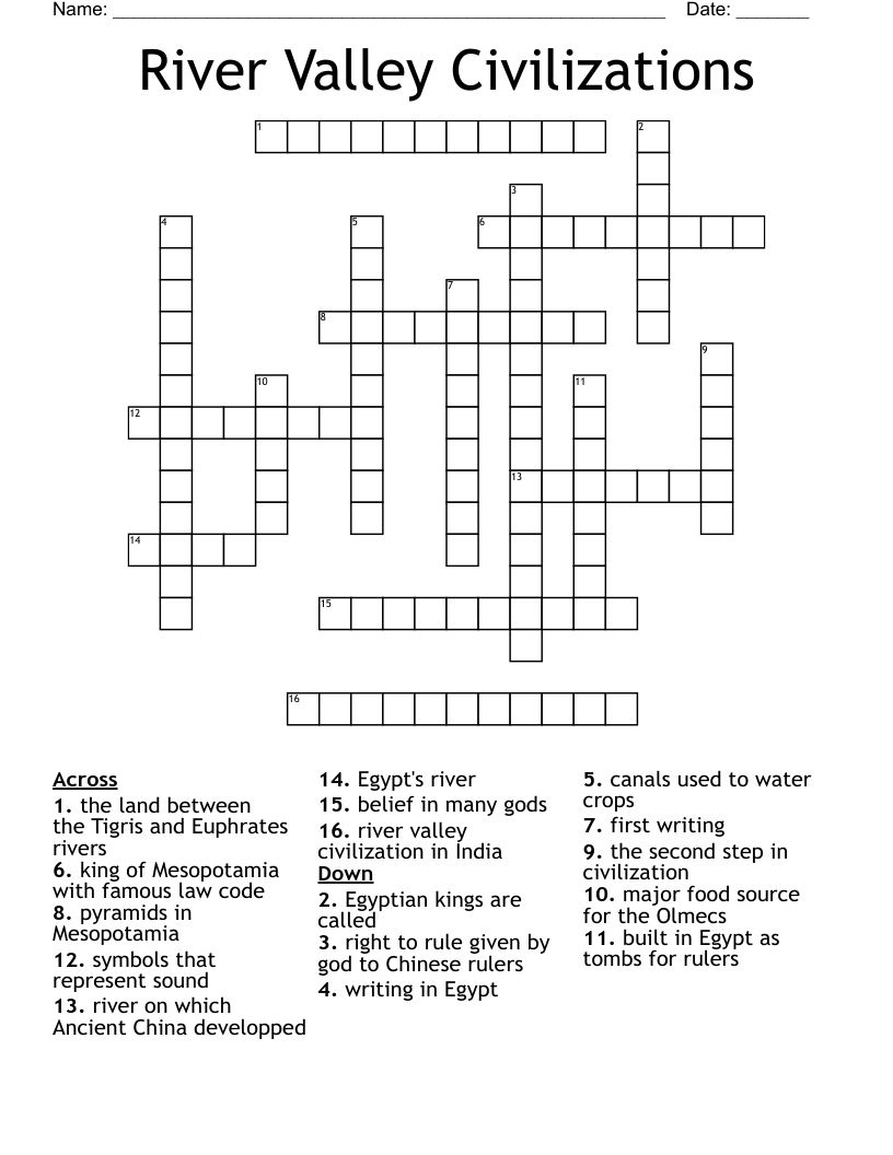 River Valley Civilizations Crossword