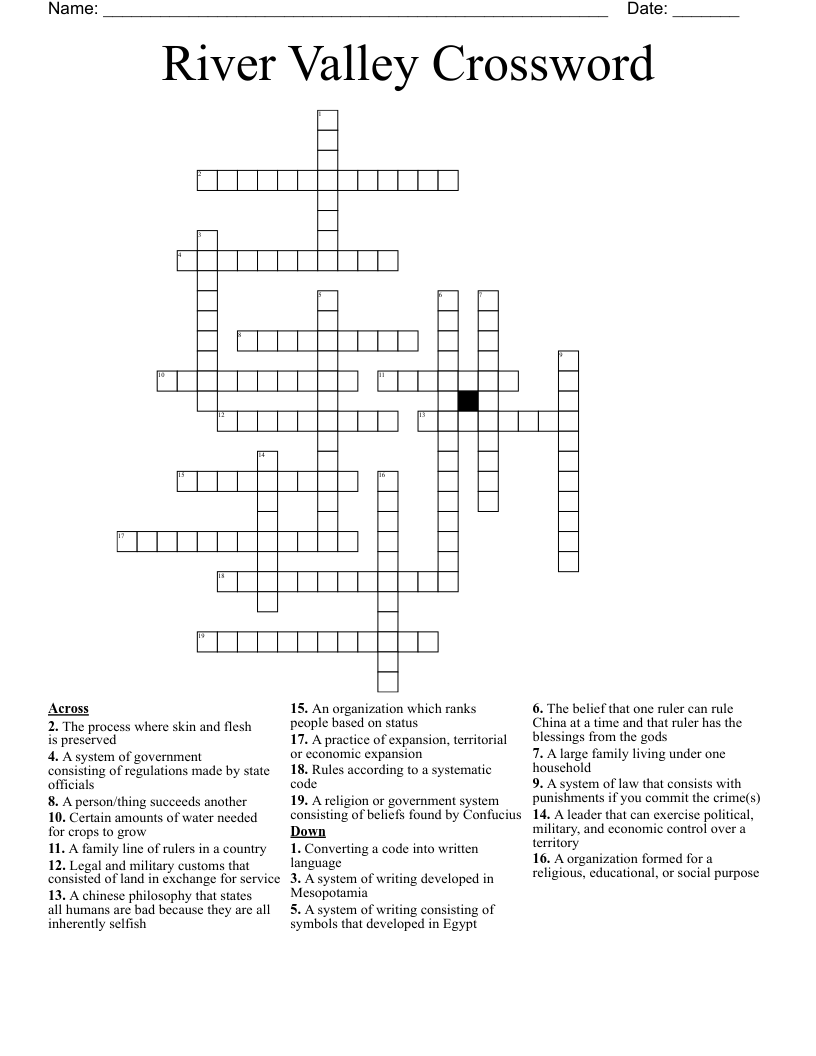 River Valley Crossword 