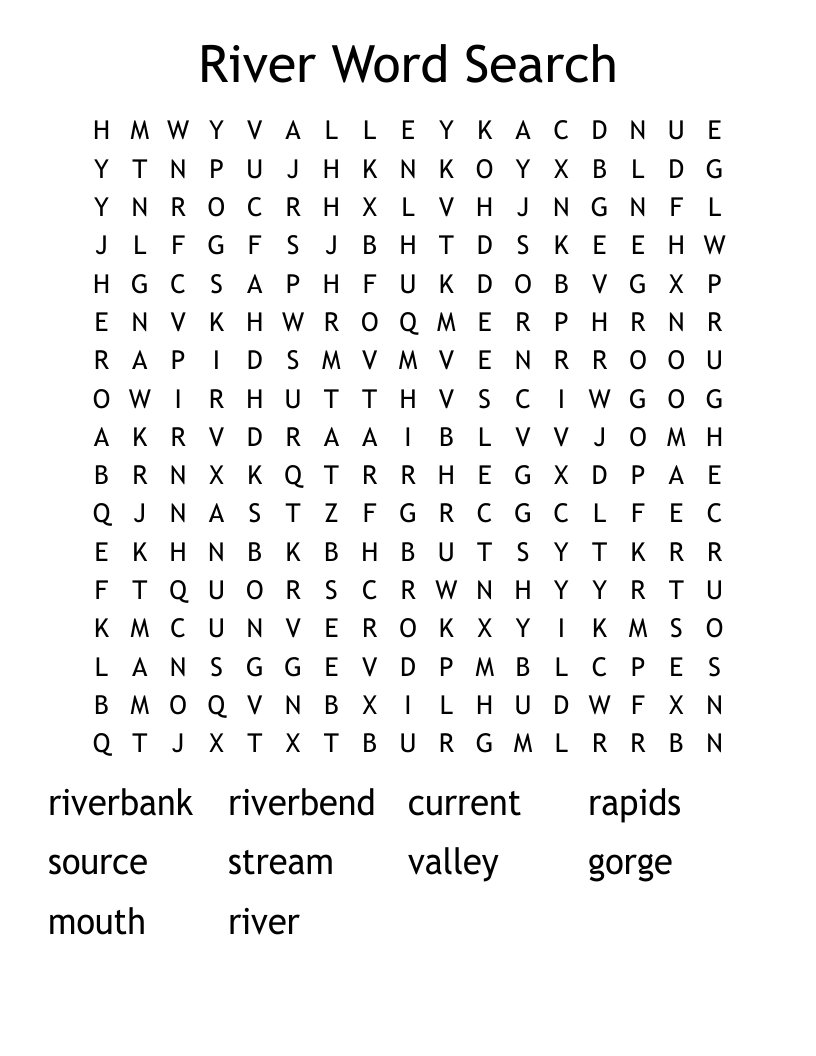 River Word Search