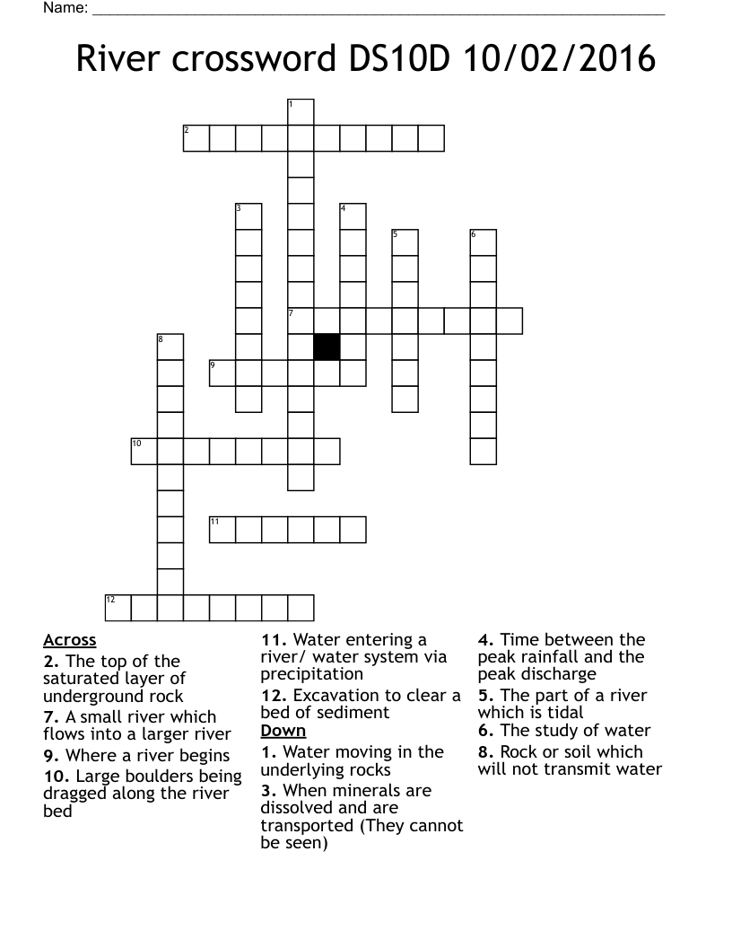 River crossword DS10D 10/02/2016