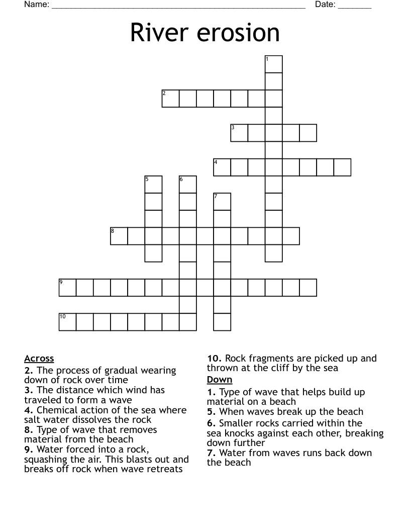 River erosion  Crossword