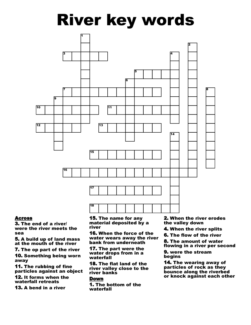 River key words Crossword