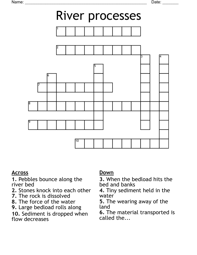 River processes Crossword
