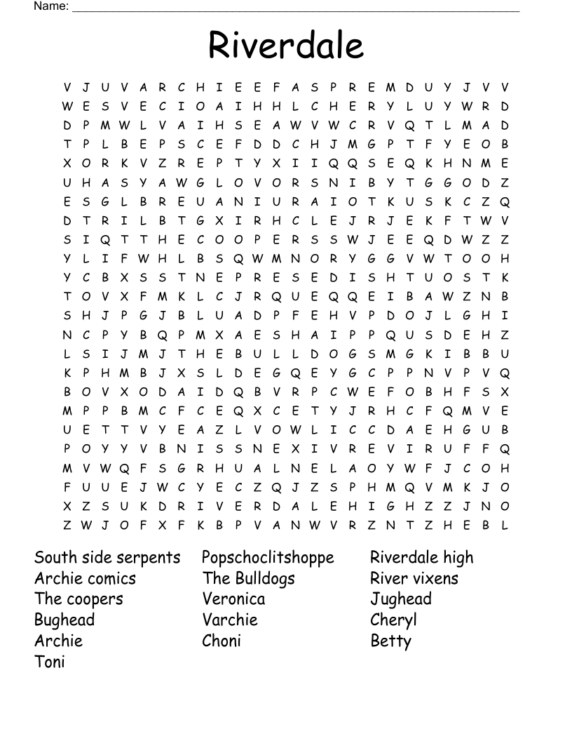 Riverdale Word Search