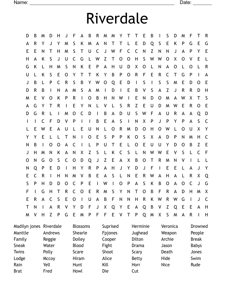 Riverdale Word Search