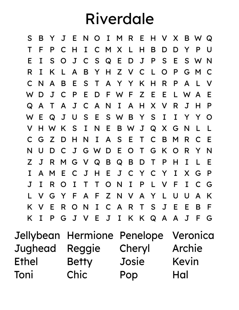 Riverdale Word Search