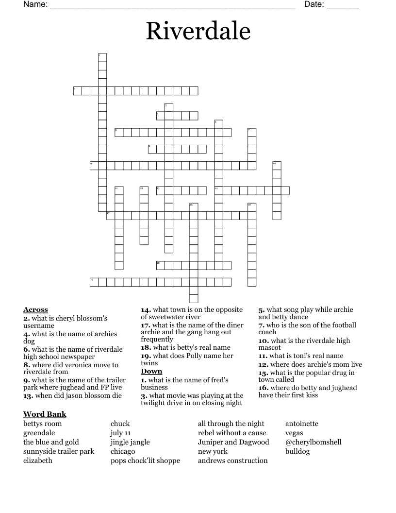 Riverdale Crossword