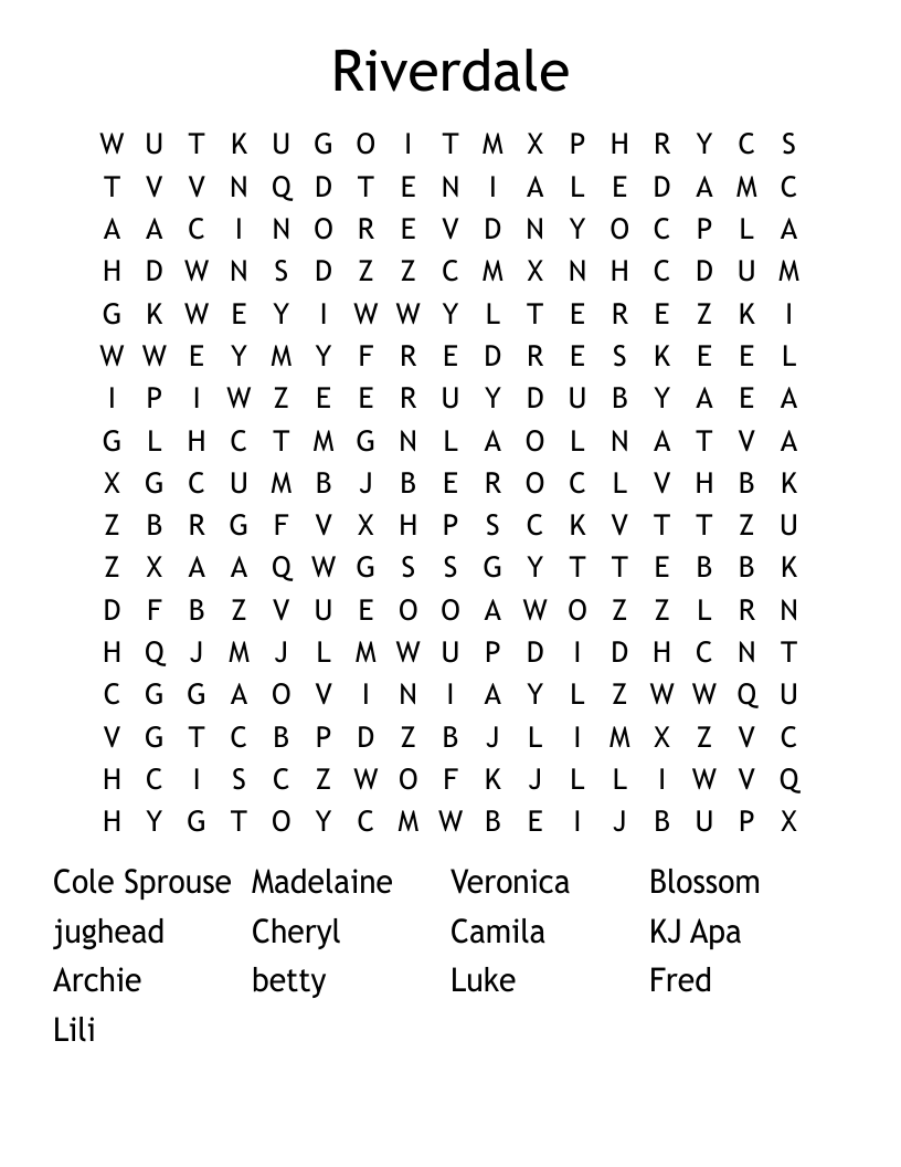 Riverdale Word Search